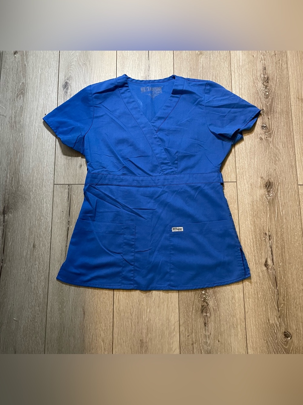 Grey’s Anatomy Mock Wrap Scrub Top Royal Blue Small Aesthetic Cleangirl Workwear